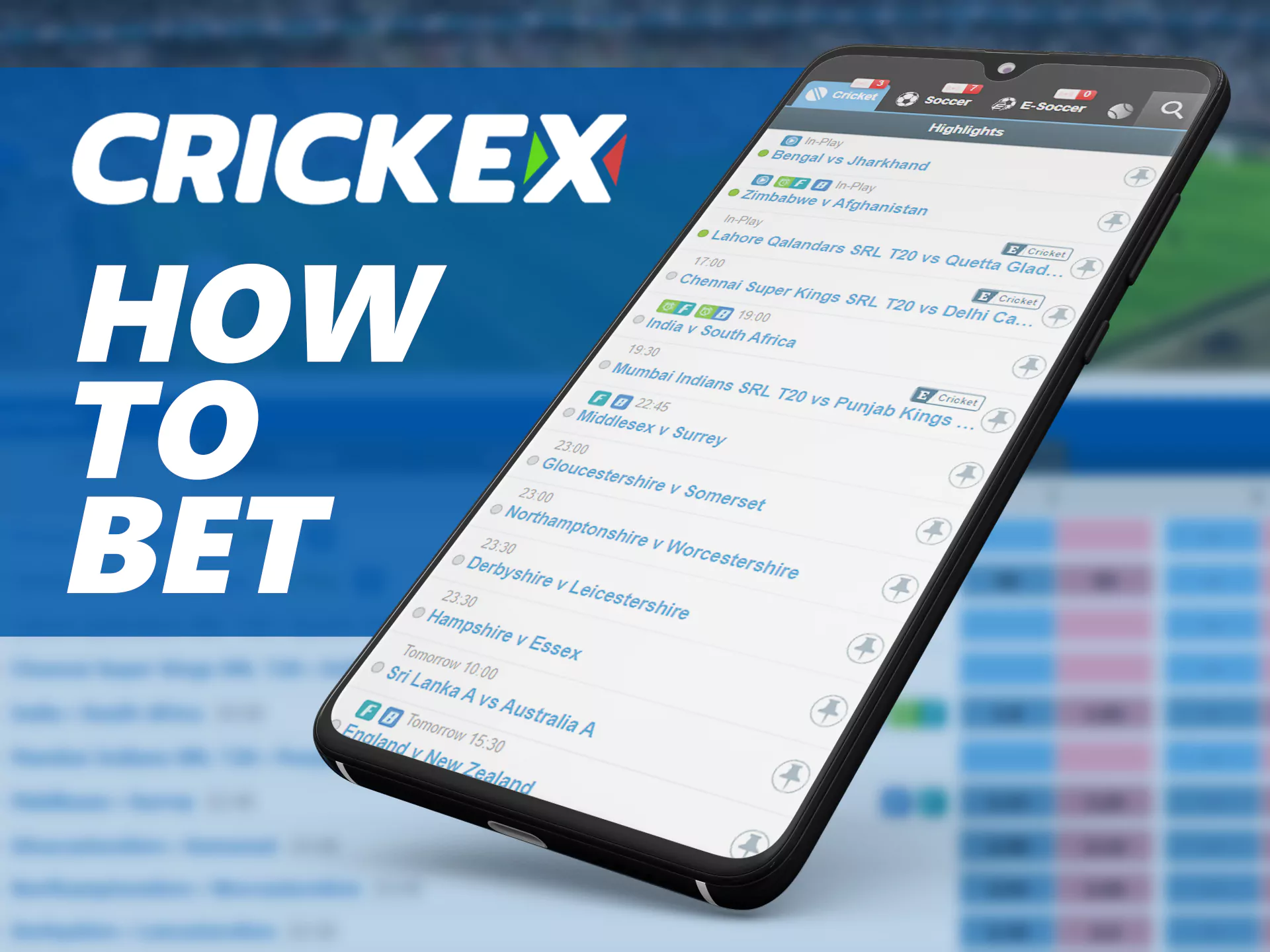 Betting at Crickex is very easy.