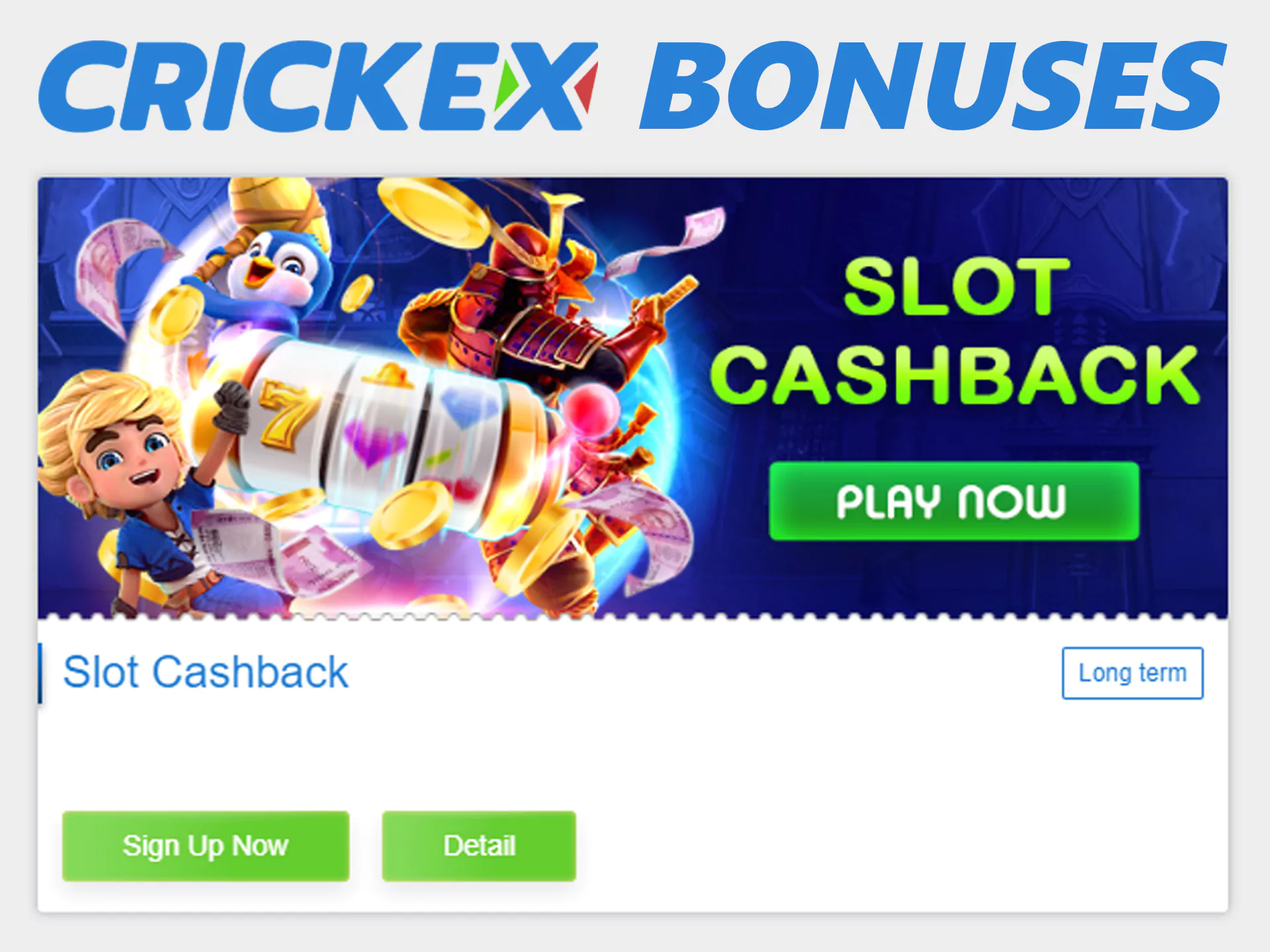 Play slots and get cashback at Crickex.
