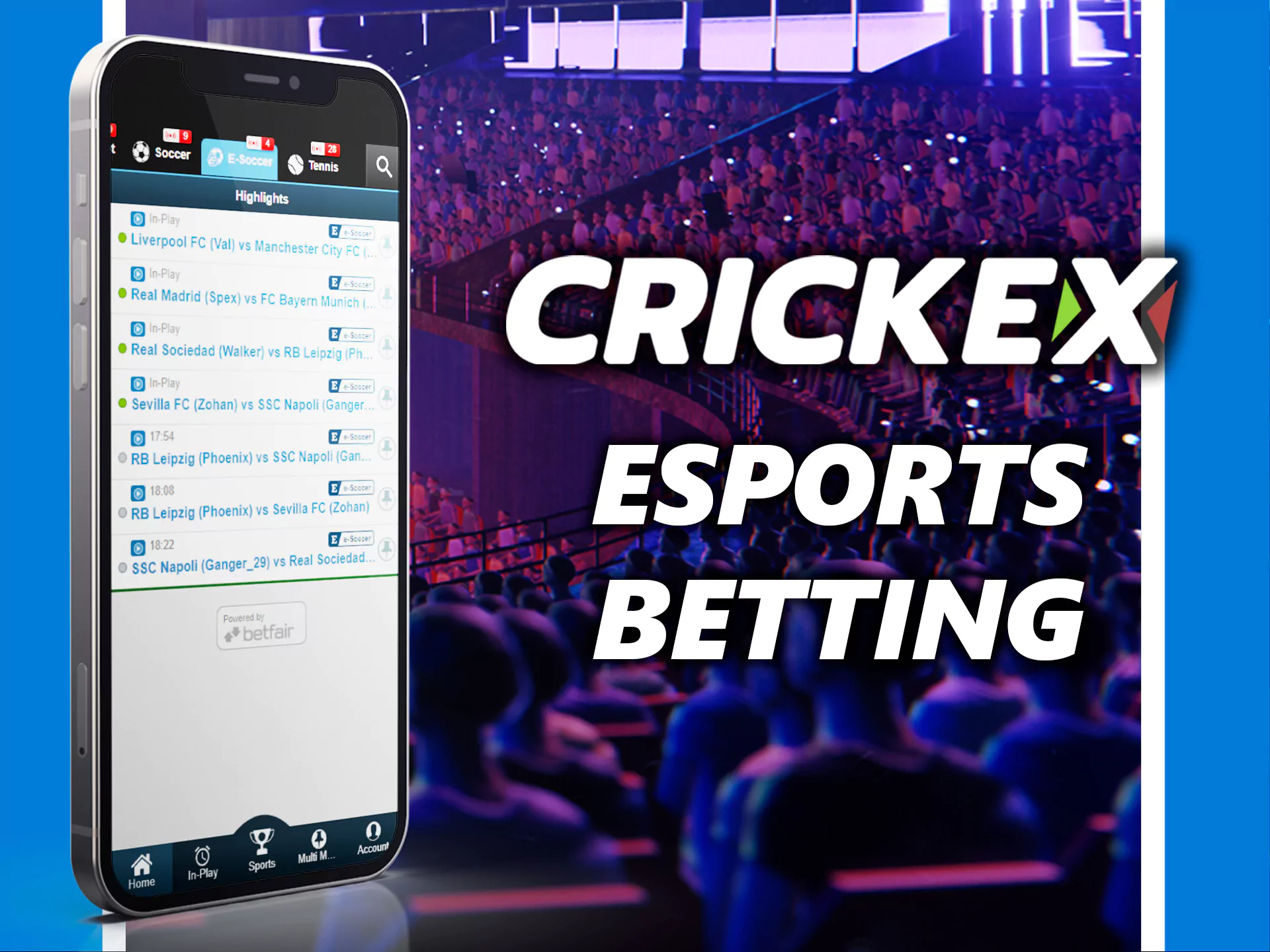 Cyber sports betting is popular in the Crickex app.