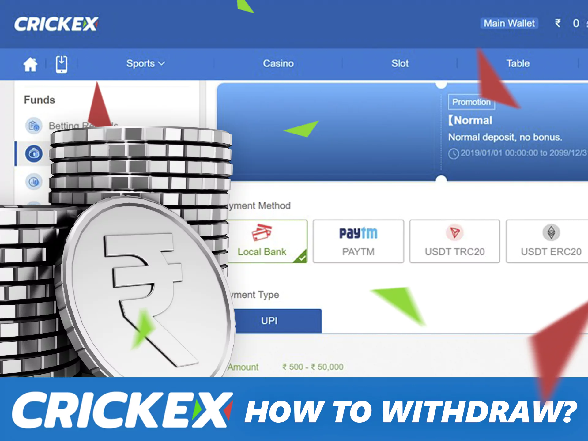 To withdraw from Crickex you need to verify your account.