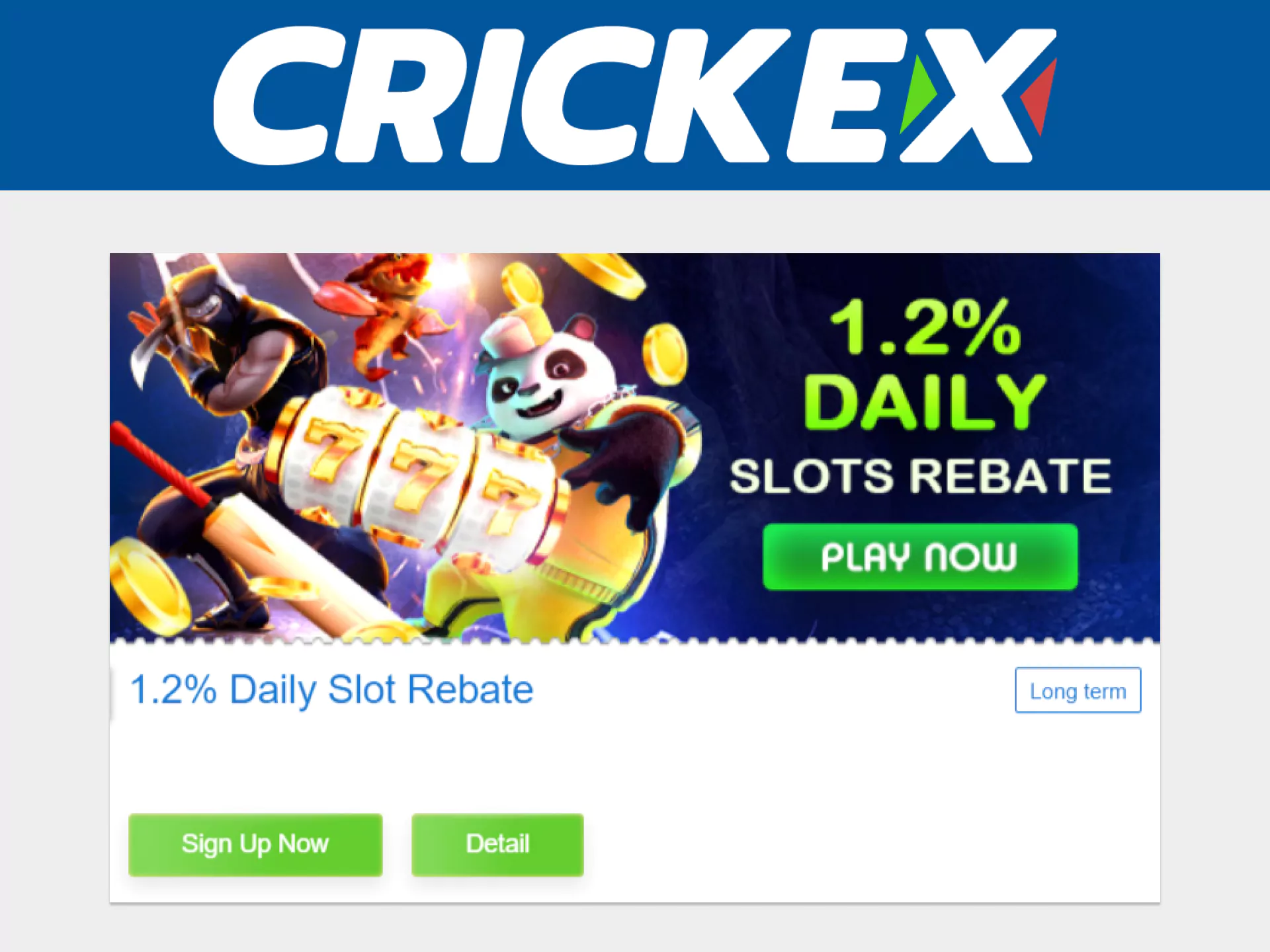 Get a slots bonus from Crickex.