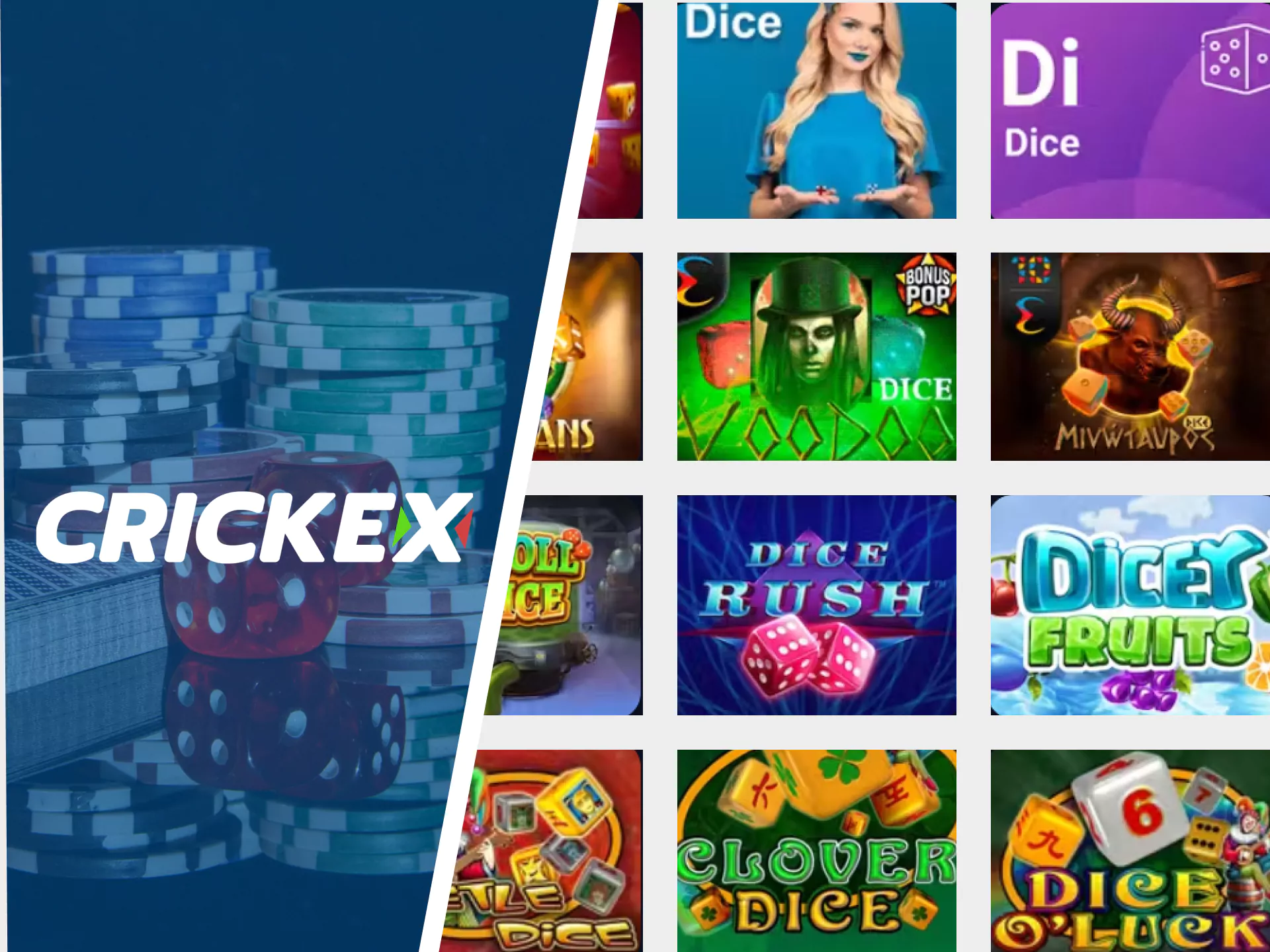 For casino games, choose dice from Crickex.