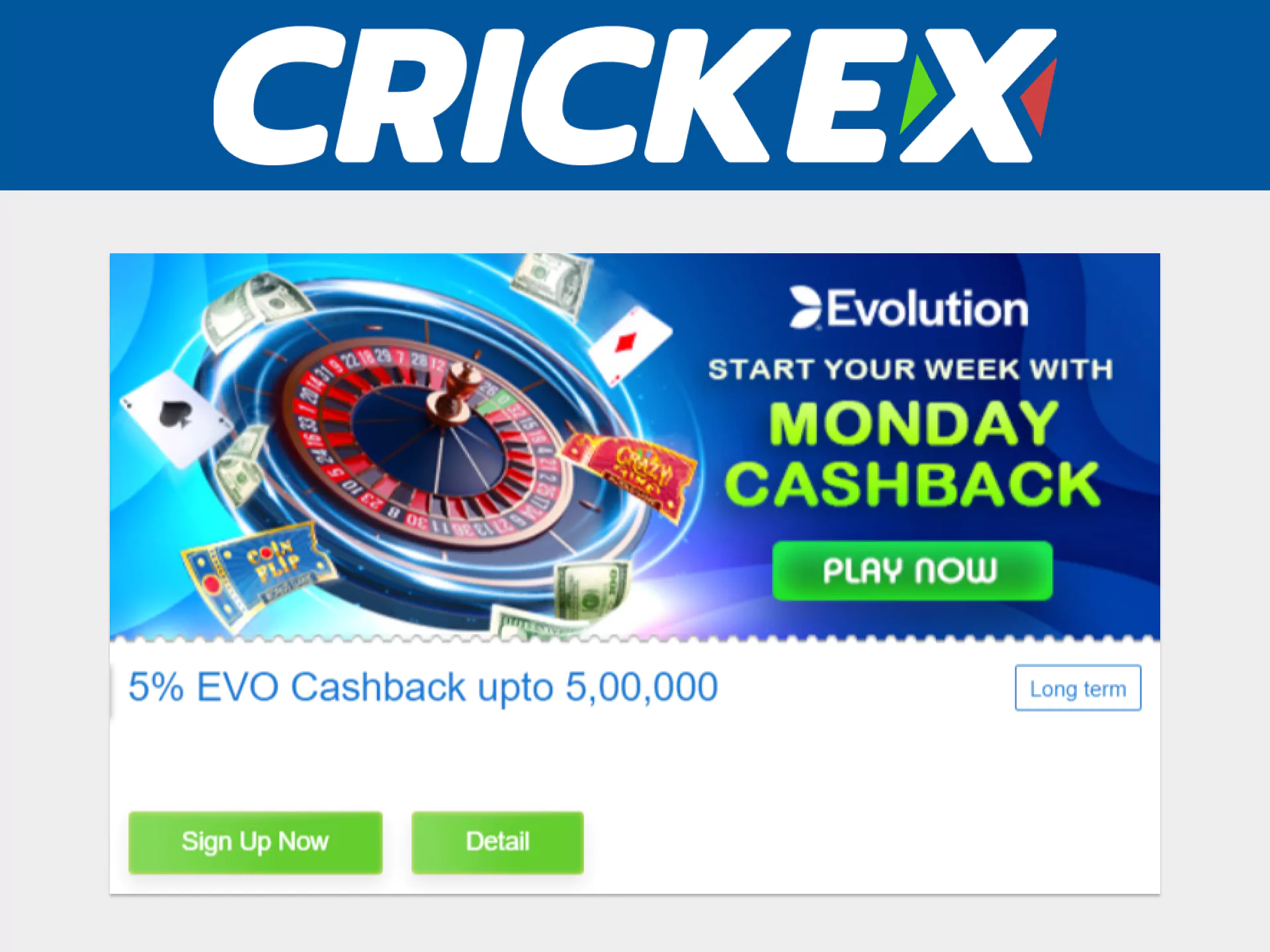 Get cashback bonus from Crickex.
