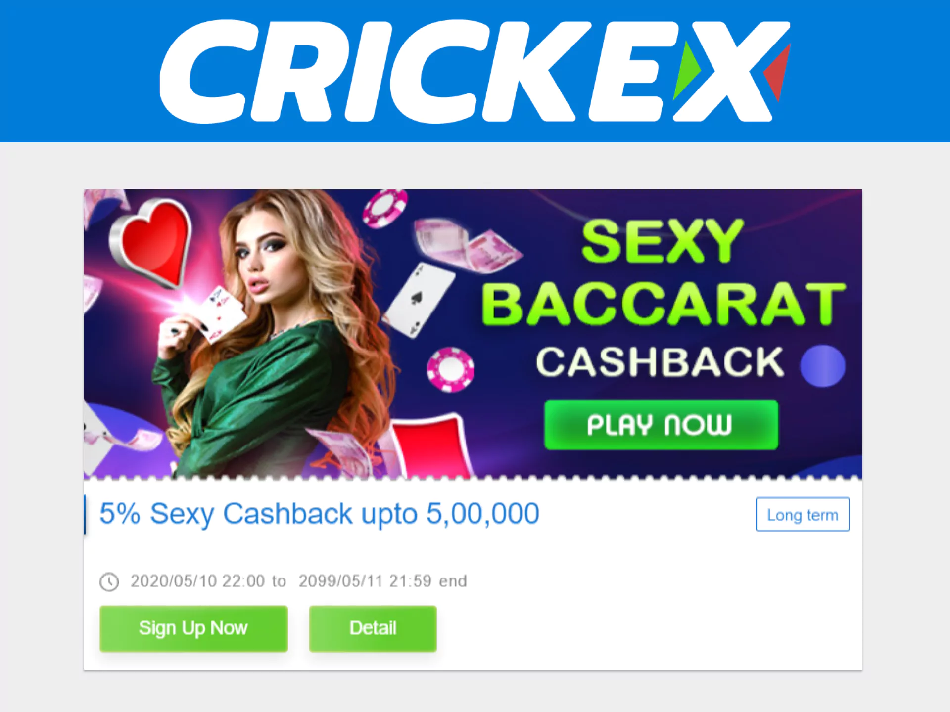 Get a baccarat bonus from Crickex.