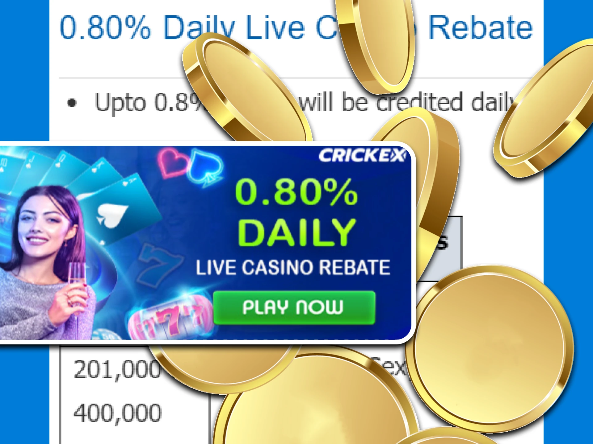 Get a special bonus for Live Casino from Crickex.