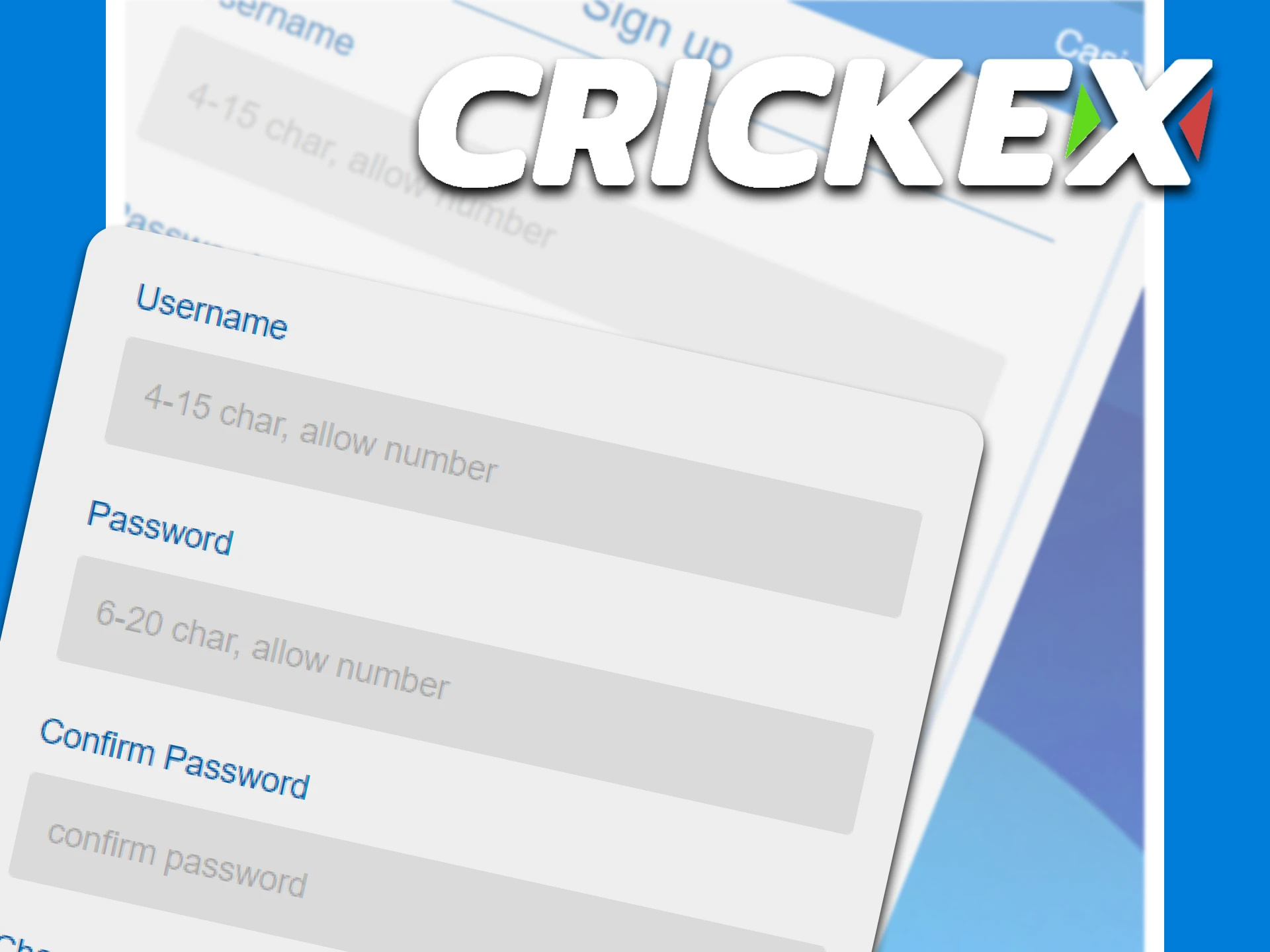 To use the Crickex service, you need to fill in personal data.
