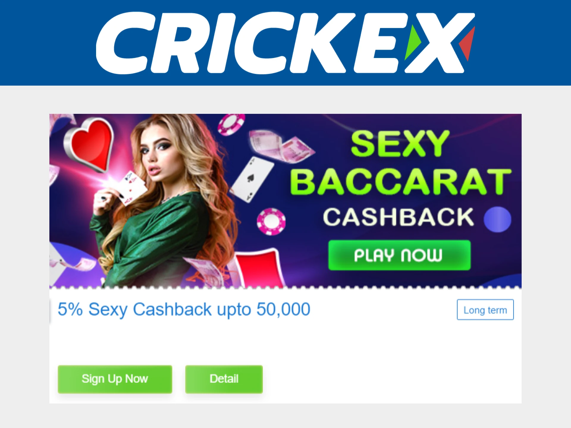 Get a bonus for Sexy Baccarat from Crickex.